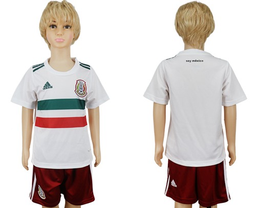 Mexico Blank Away Kid Soccer Country Jersey - Click Image to Close